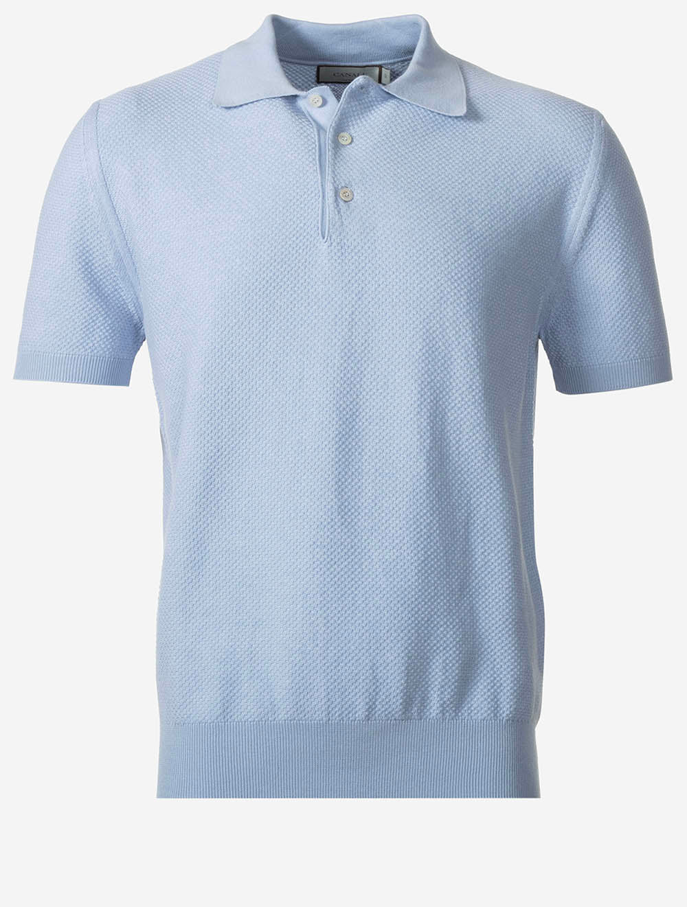 Waffle Pattern Polo Shirt Blue