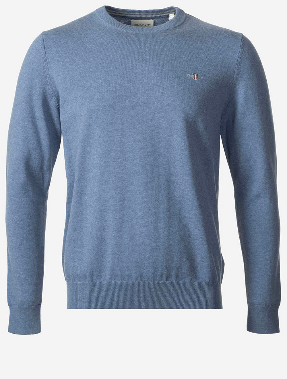 Classic Cotton Crew Neck Sweater Denim Blue Melange
