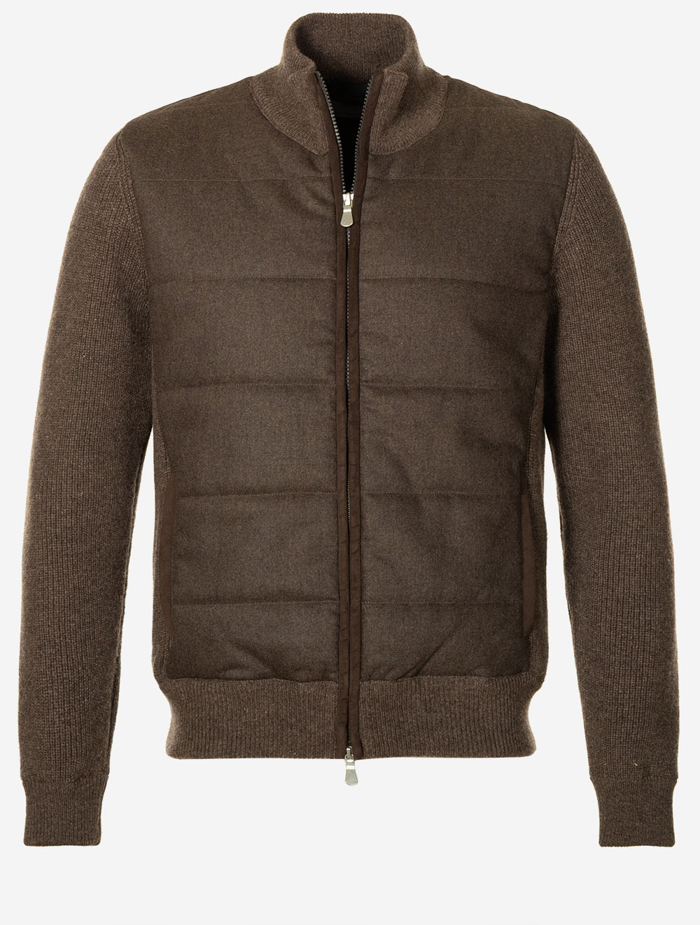 Veste en maille matelassée à fermeture éclair intégrale marron