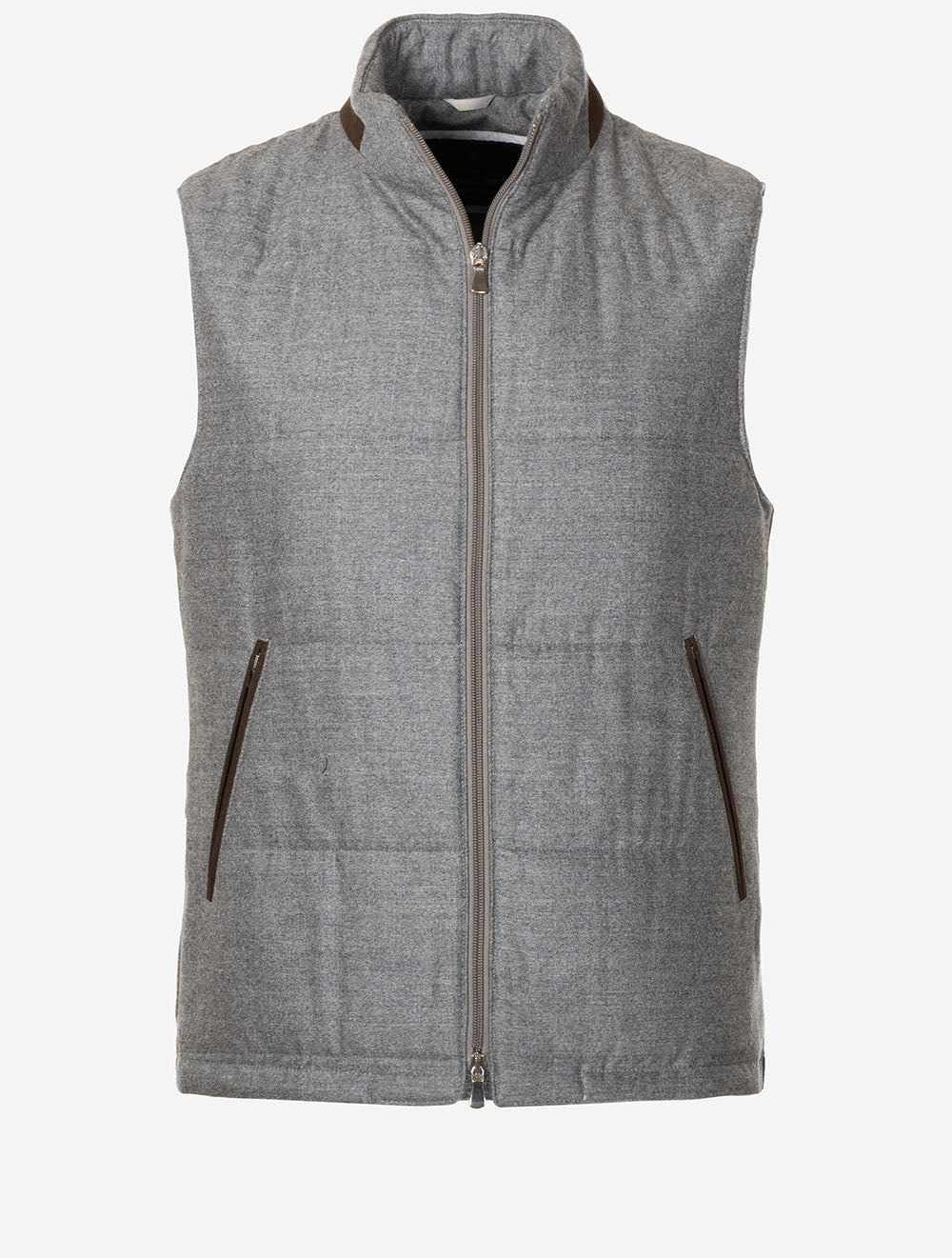 Suede Trim Vest Grey