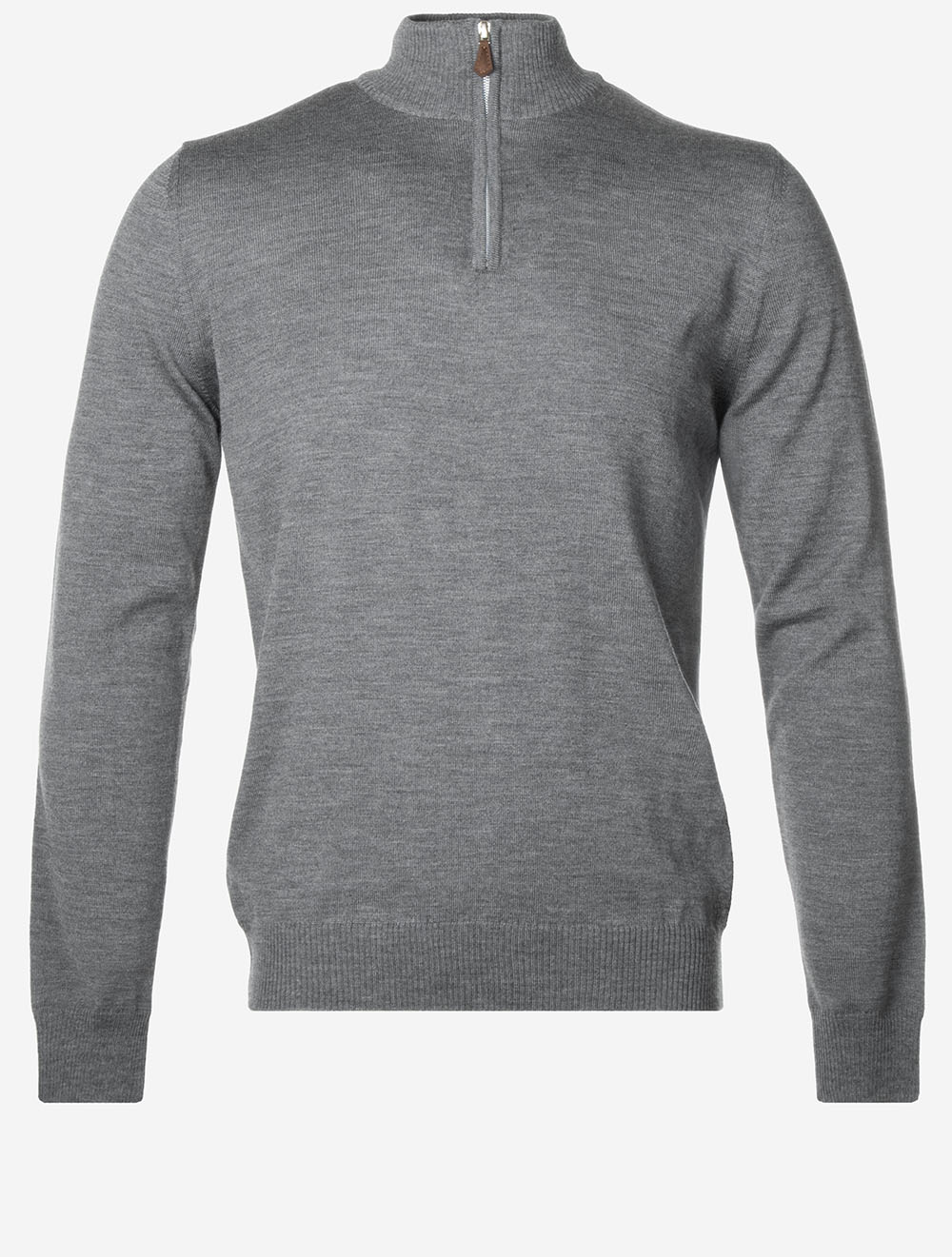 Merino Wool Half Zip Jumper Grey