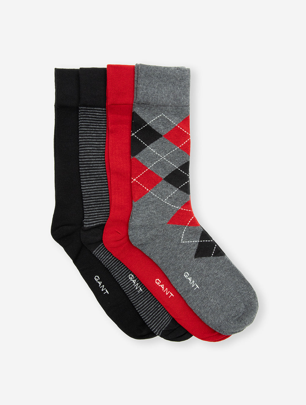 Chaussettes à losanges et rayures, lot de 4, GB-Charcoal Melange
