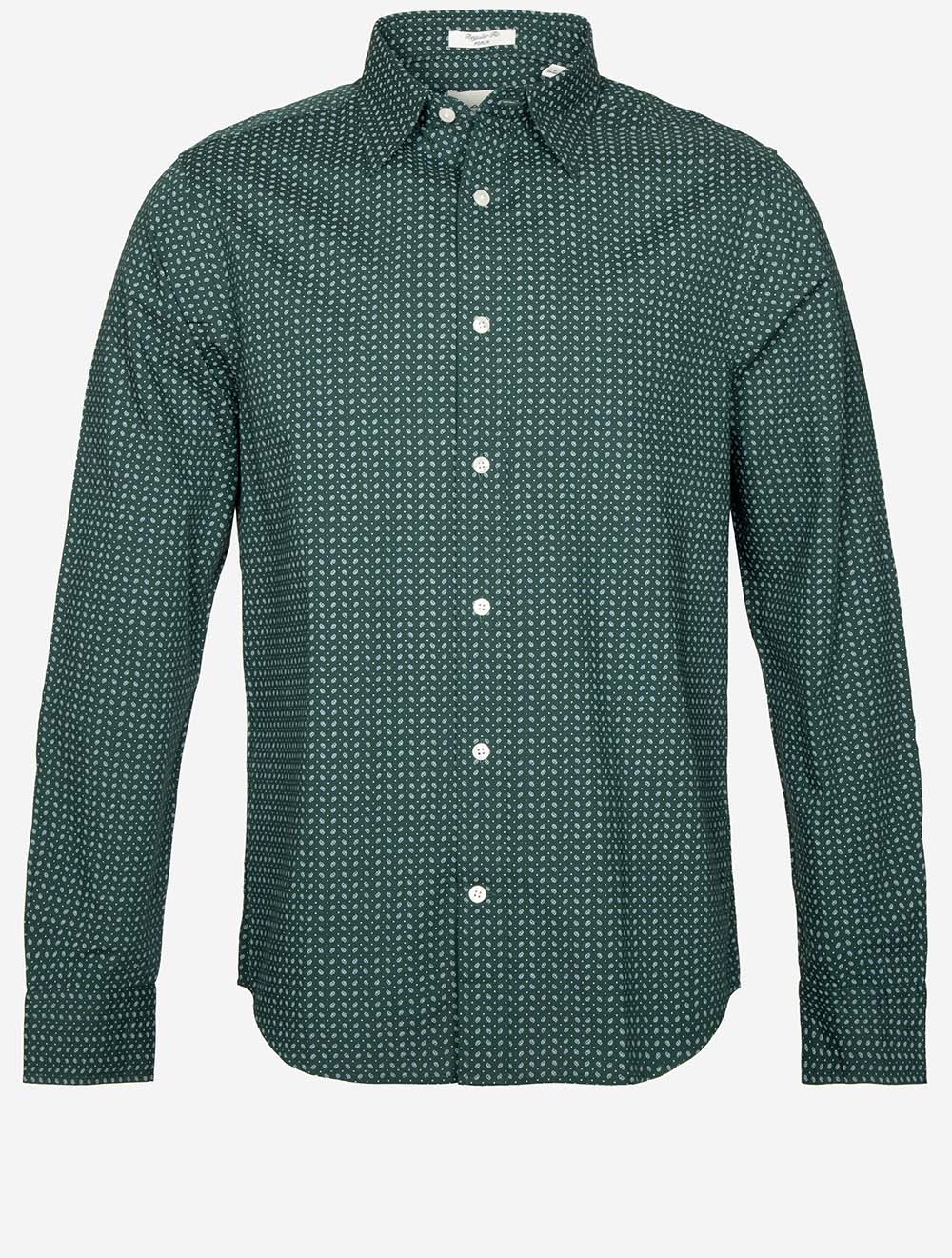 Regular Fit Micro Print Shirt Tartan Green