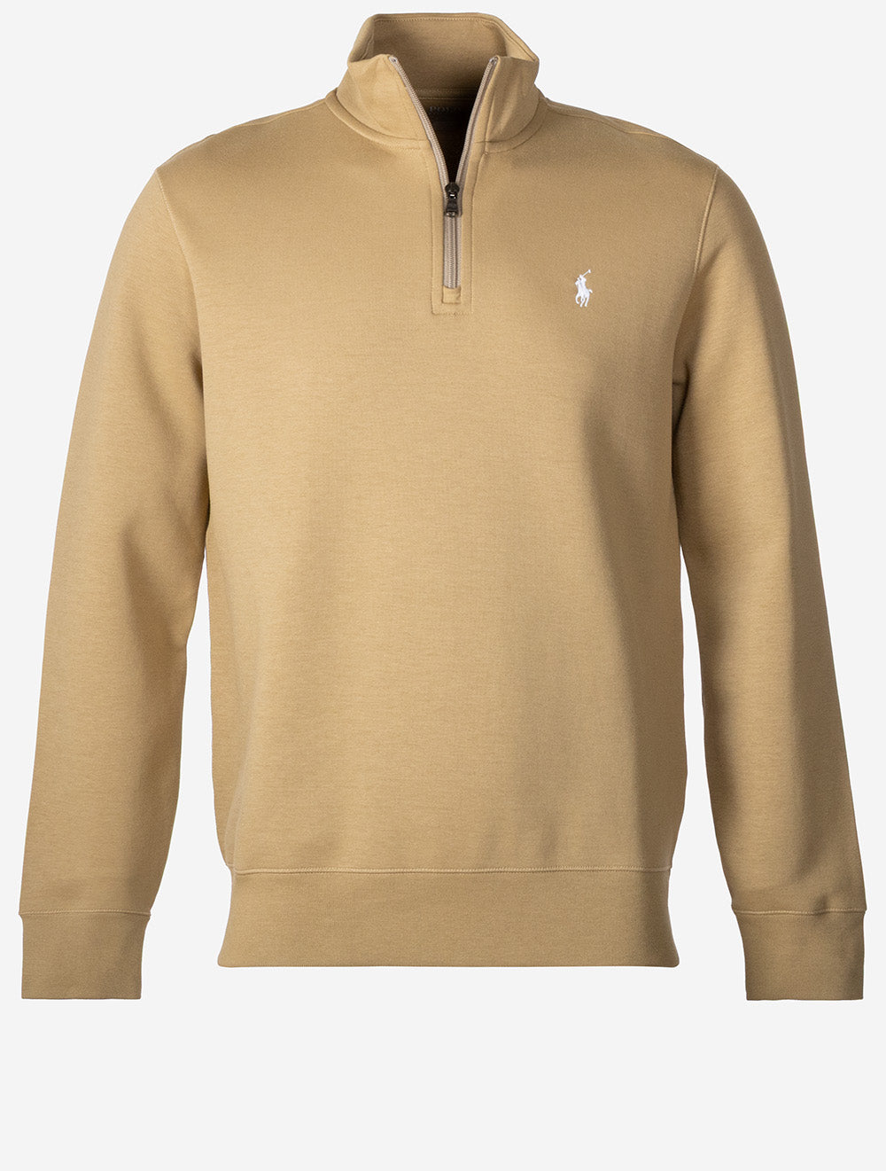 Double Knit Quarter Zip Pullover Tan