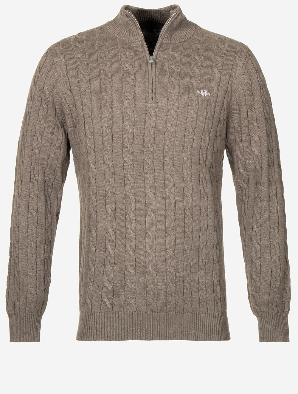 Cotton Cable Half Zip Seawood Melange