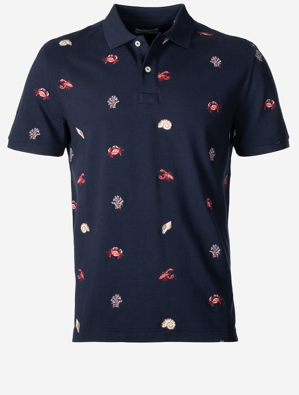 Embroidered Short Sleeve Polo Evening Blue