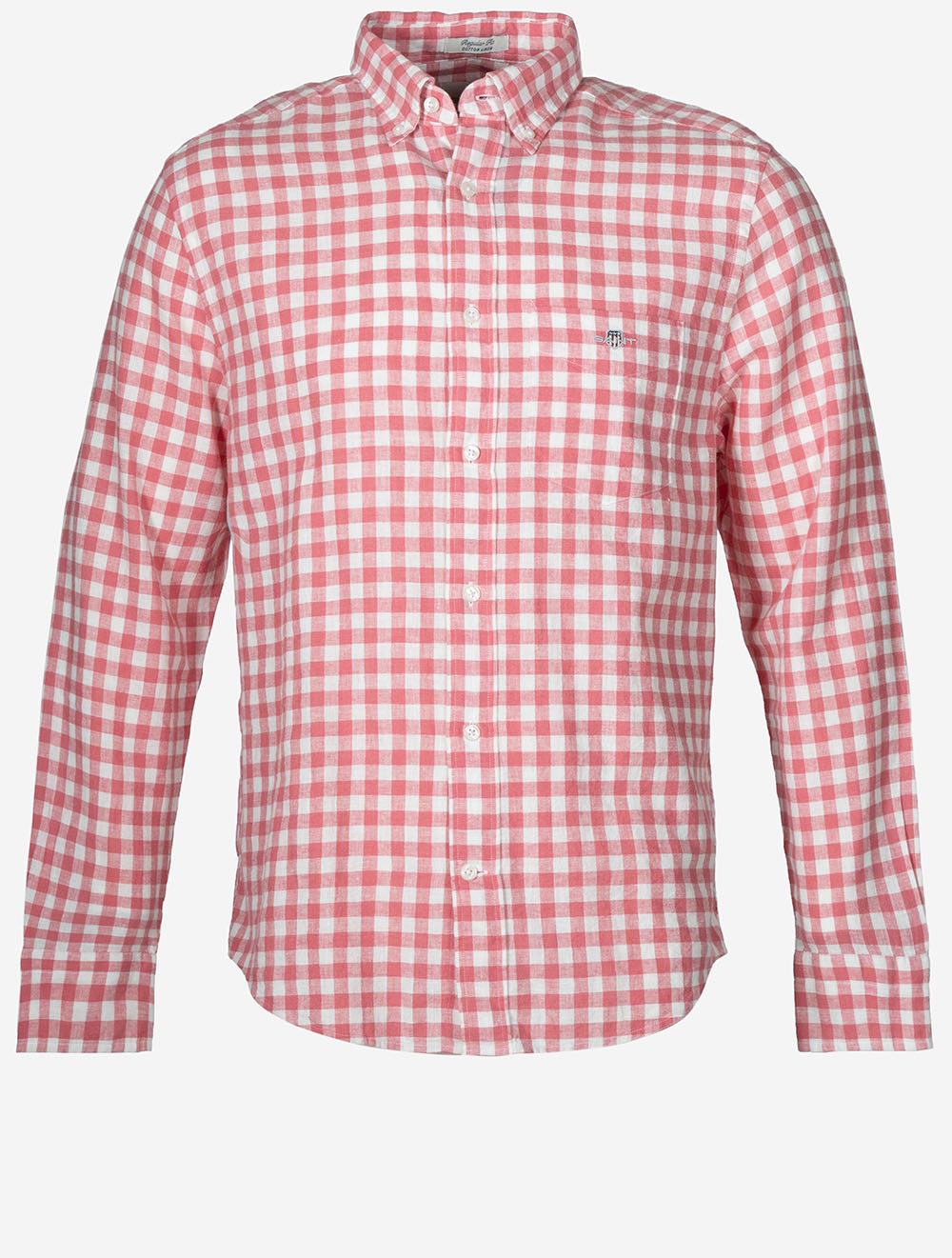 Regular Fit Cotton Linen Gingham Shirt Rose Pink