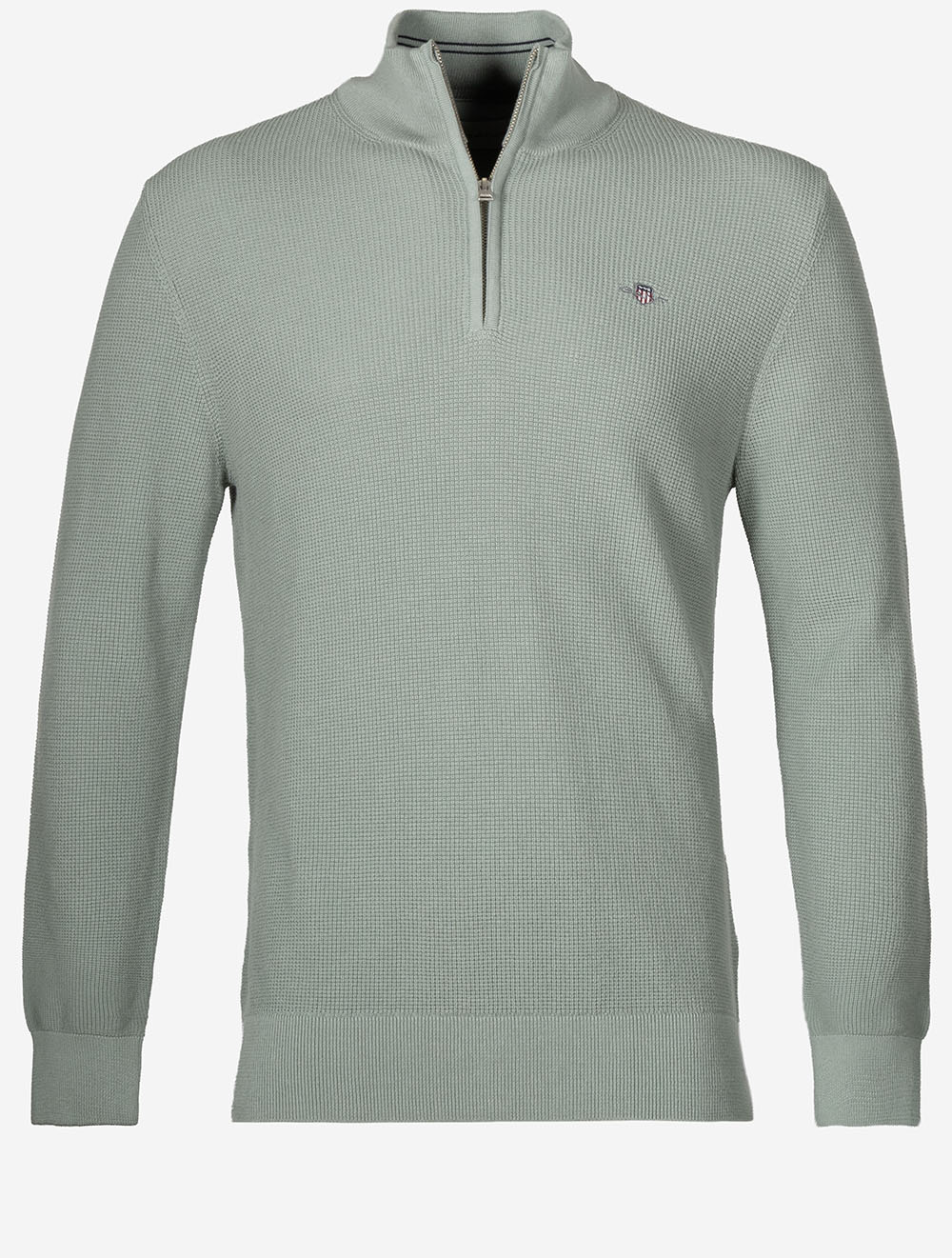Micro Textured Cotton Half Zip Ceramic Grey