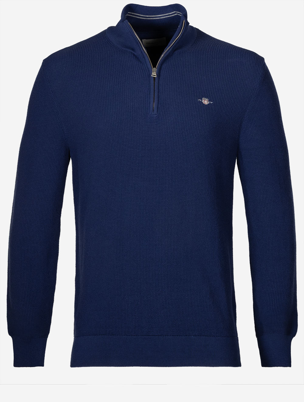 Micro Textured Cotton Half Zip Rich Navy