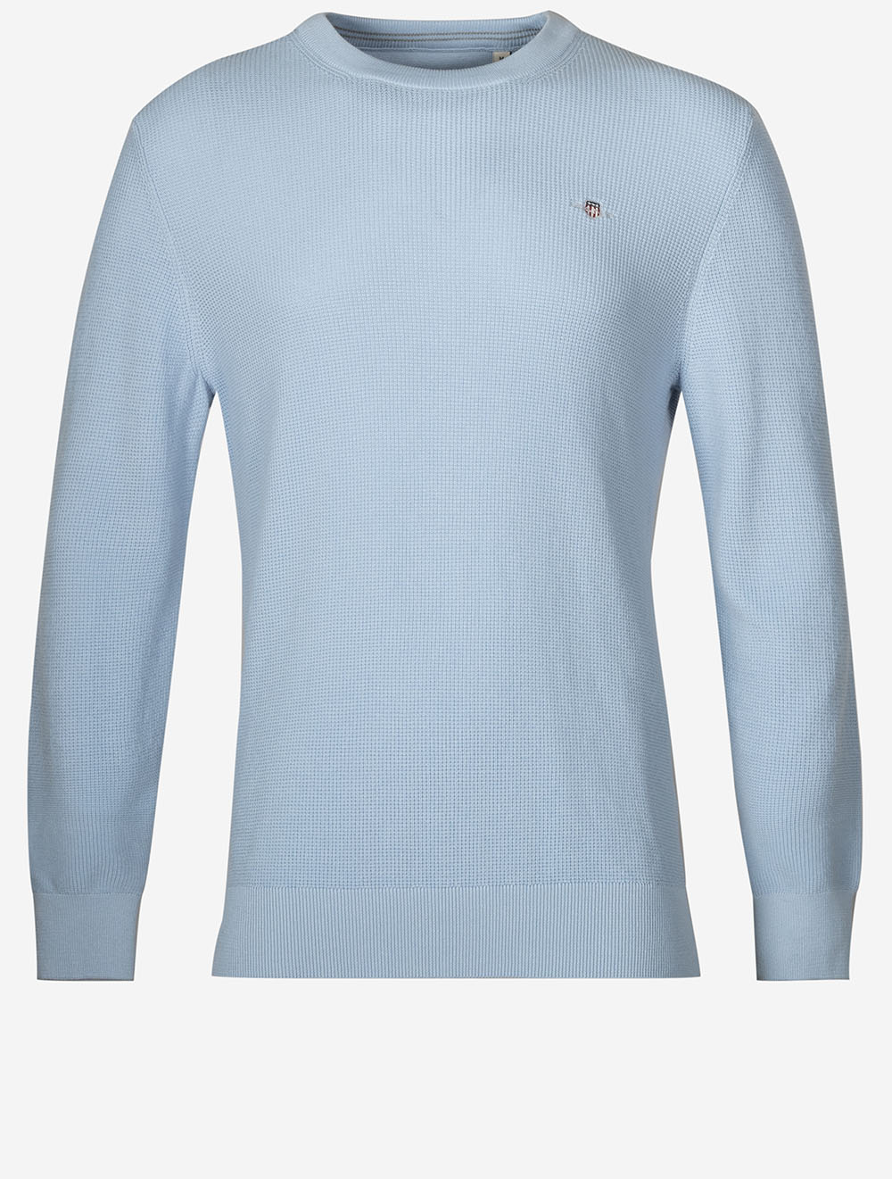 Micro Textured Cotton Crew Neck Fresh Blue