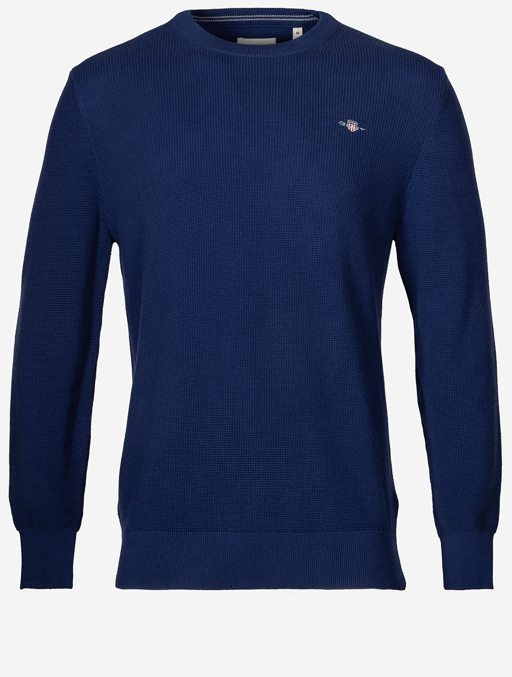 Micro Textured Cotton Crew Neck Rich Navy