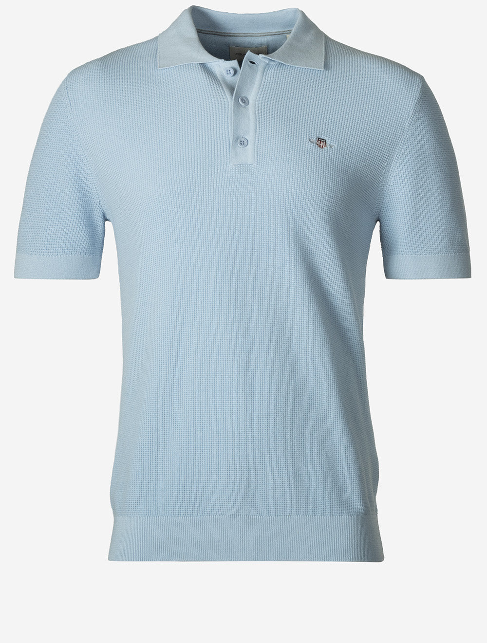 Micro Textured Cotton Short Sleeve Polo Fresh Blue