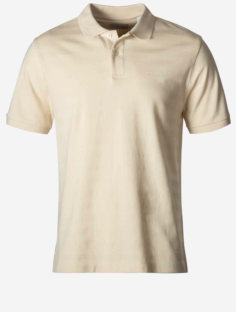 Textured Stripe Short Sleeve Polo Creamed White