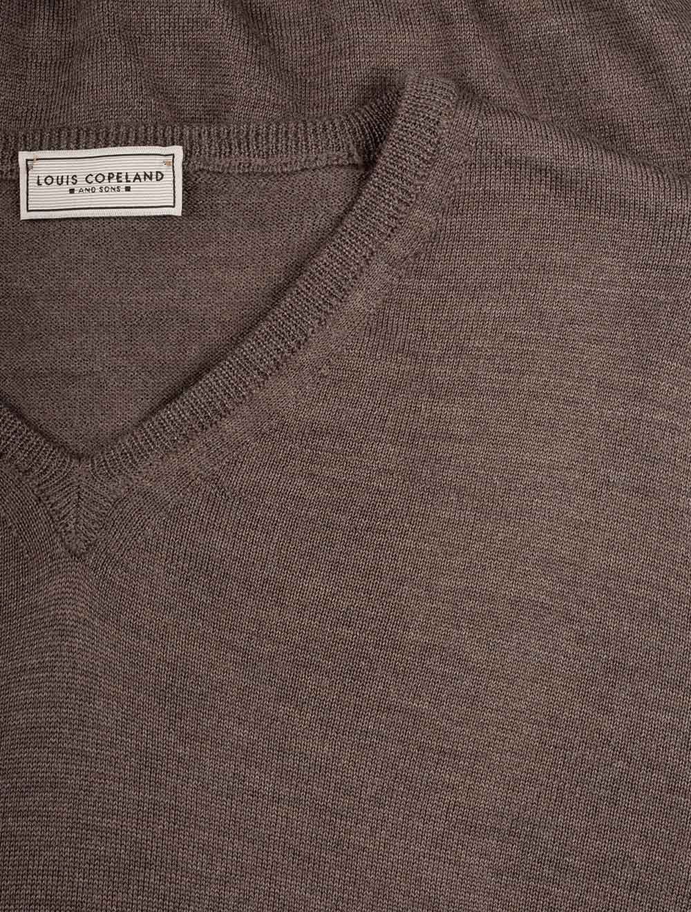 Louis Copeland Merino Wool V Neck Brown AI3
