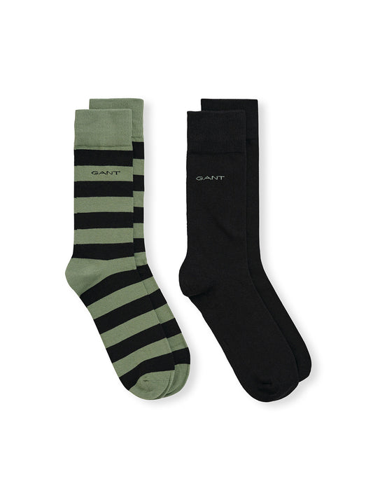 GANT Barstripe and Solid Socks 2-Pack Kalamata Green