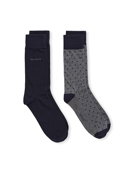 GANT Solid and Dot Socks 2-Pack Charcoal Melange