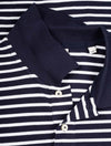 Striped Short Sleeve Pique Polo Evening Blue
