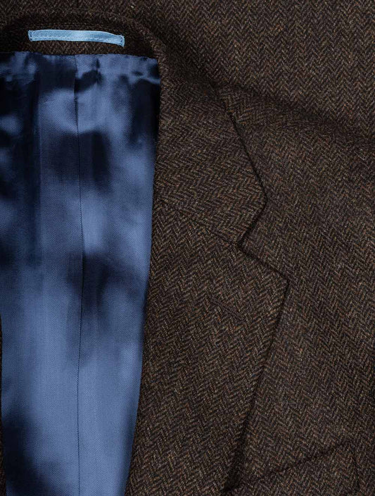 LOUIS COPELAND Herringbone 3 piece Wool Suit Brown