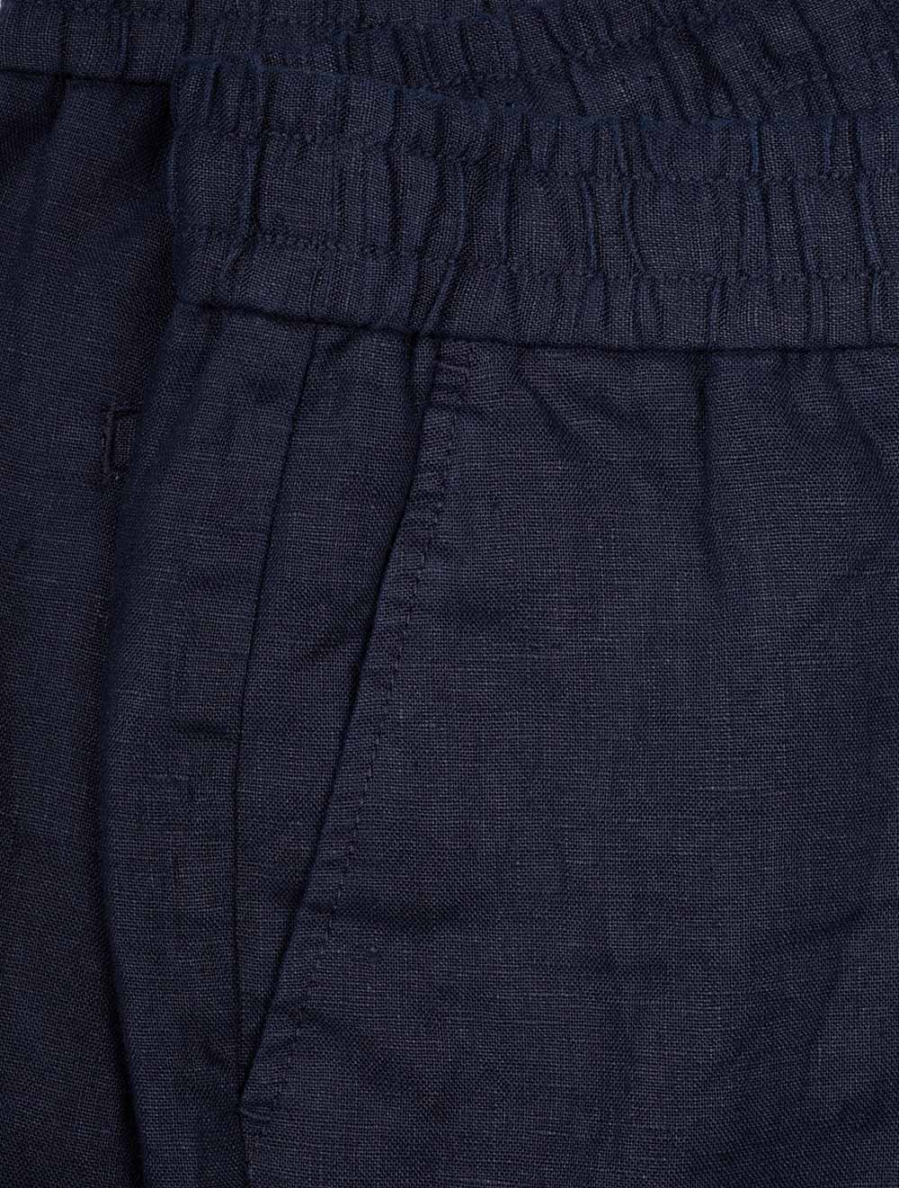Linen Drawstring Shorts Evening Blue