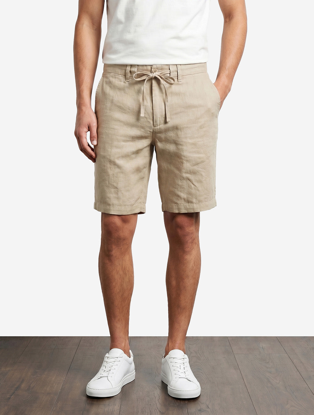 Regular Linen Drawstring Shorts Oat Beige