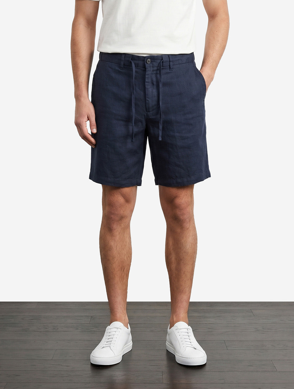 Regular Linen Drawstring Shorts Evening Blue