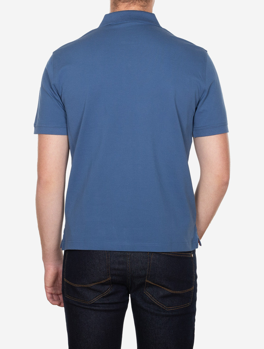 Regular Contrast Piqué Short Sleeve Polo Shirt Vintage Blue