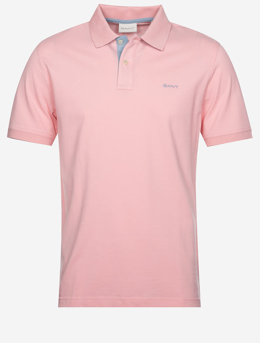GANT Regular Contrast Pique Short Sleeve Rugger Bubbelgum Pink