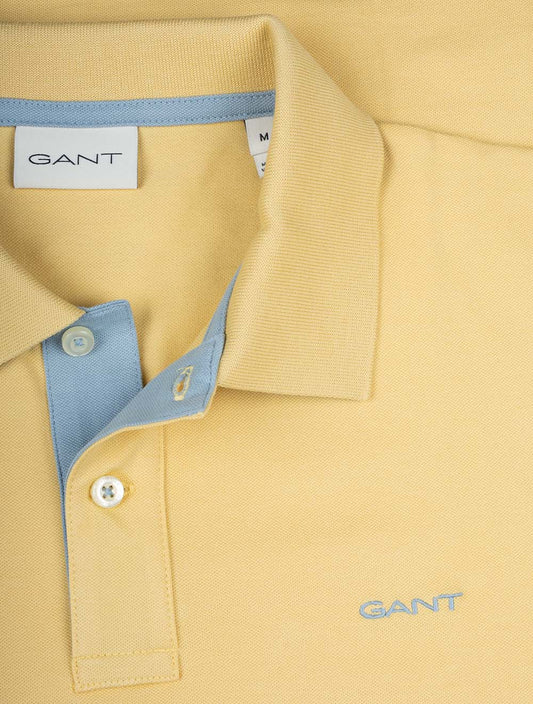 GANT Regular Contrast Pique Short Sleeve Rugger Dusty Yellow