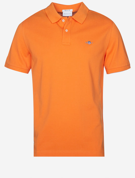 GANT Regular Shield Short Sleeve Pique Polo Burnt Orange