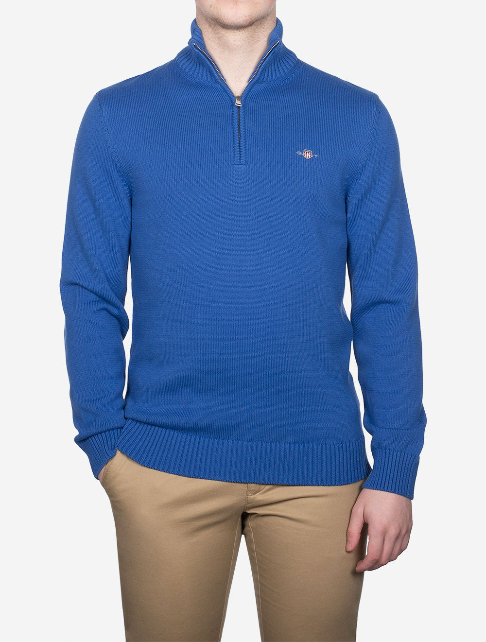 Casual Cotton Half-Zip Sweater Rich Blue