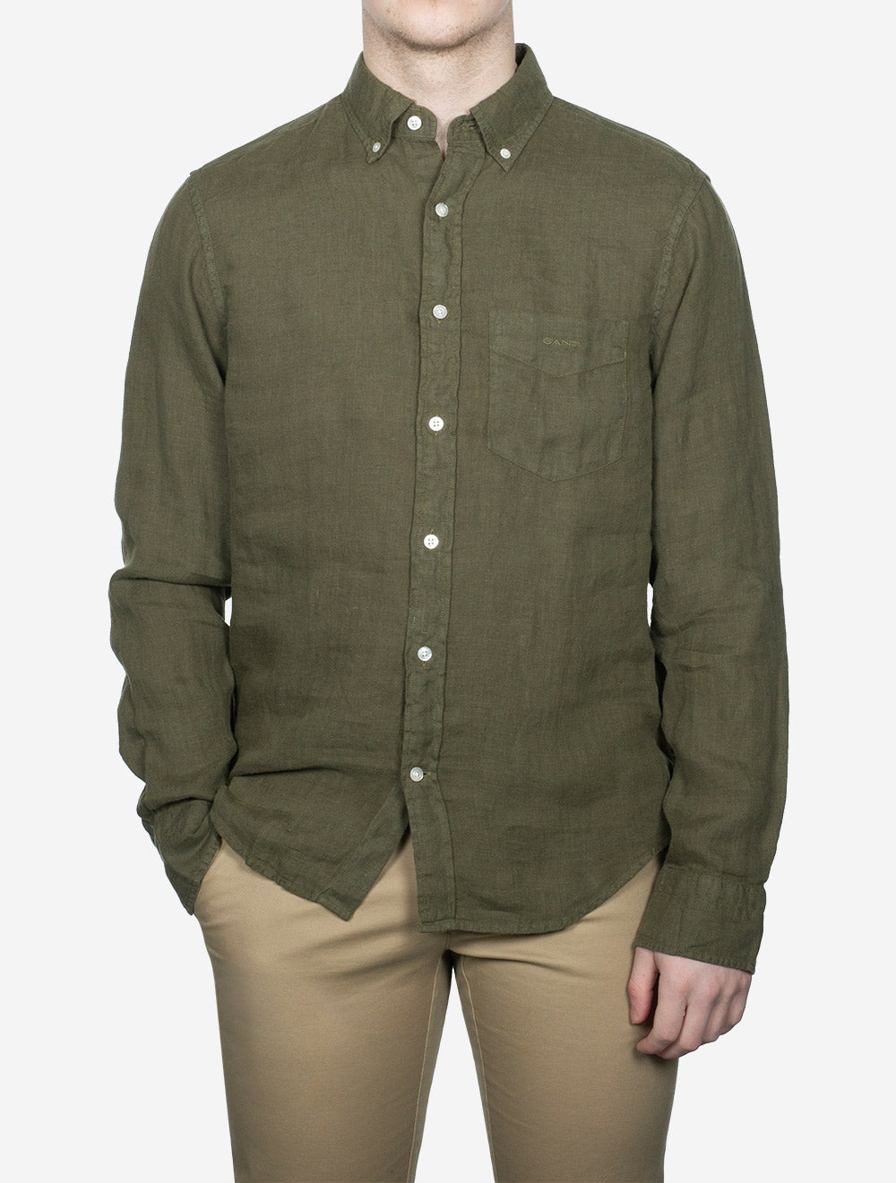 Linen Regular Fit Shirt Dry Herb Green