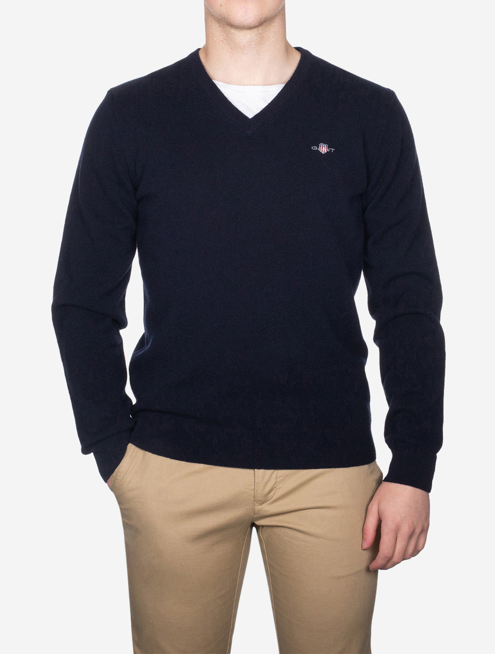 Superfine Lambswool V-Neck Sweater Marine