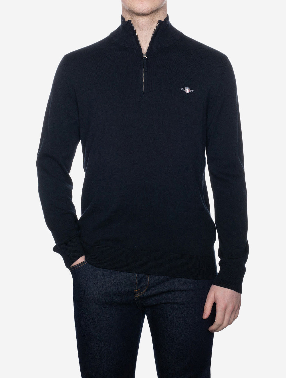 Classic Cotton Half Zip Sweater Evening Blue