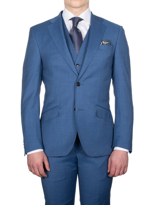 LOUIS COPELAND Plain 3 Piece Suit Blue