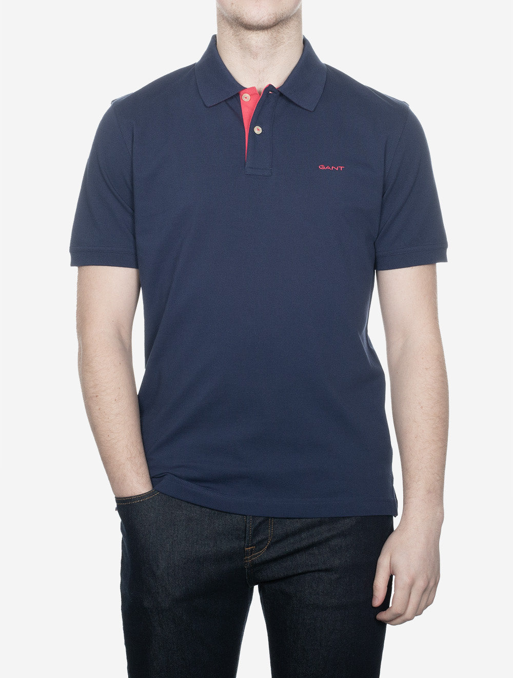 Regular Contrast Piqué Short Sleeve Polo Shirt Persian Blue