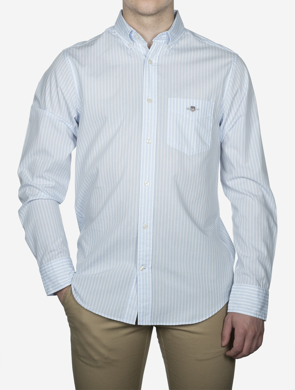 Regular Classic Poplin Stripe Shirt Light Blue