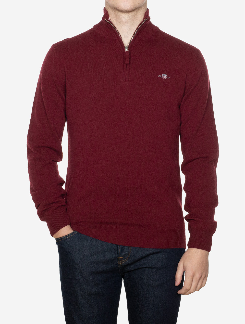 Superfine Lambswool Half-Zip Plumped Red