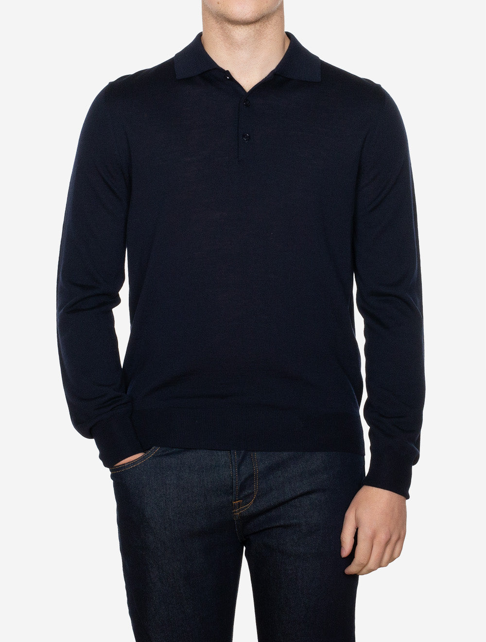 Long Sleeve Polo Knit Navy