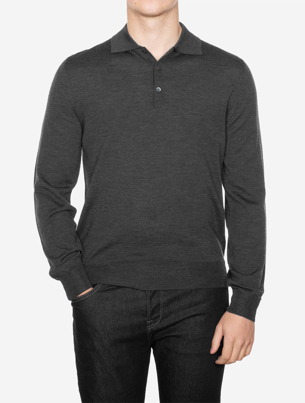 Canali Longsleeve Polo Knit Grey