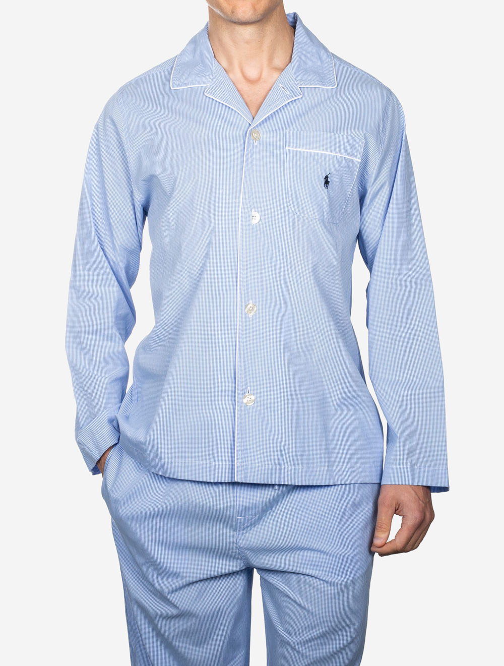 Gingham Poplin PJ Set Blue