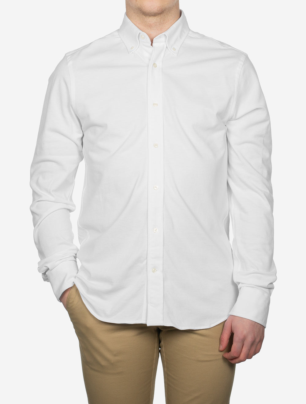 Regular Jersey Piqué Stretch Shirt White