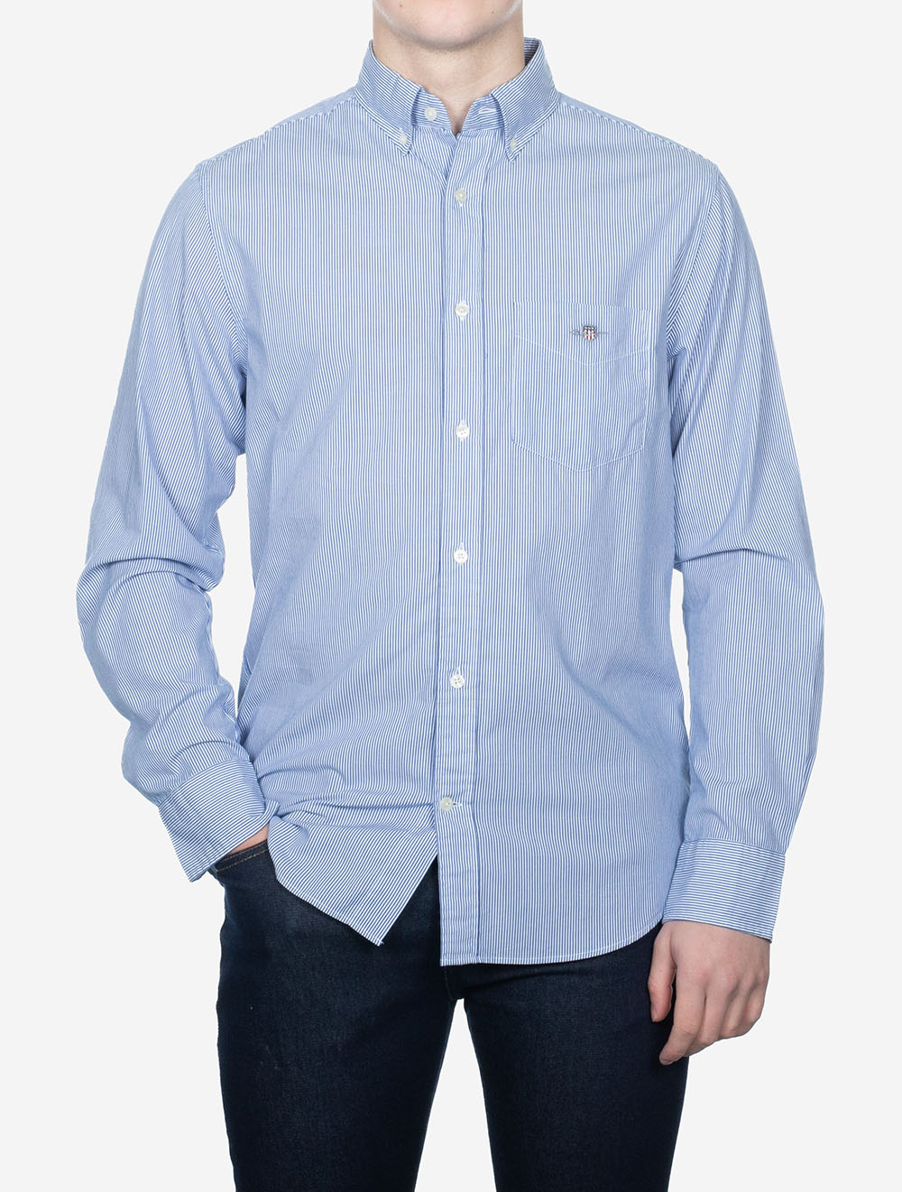 Regular Classic Poplin Banker Shirt College Blue