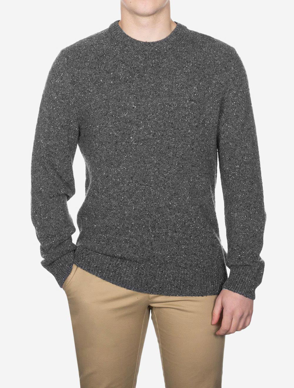Wool Blend Neps Crew Neck Jumper Charcoal Melange