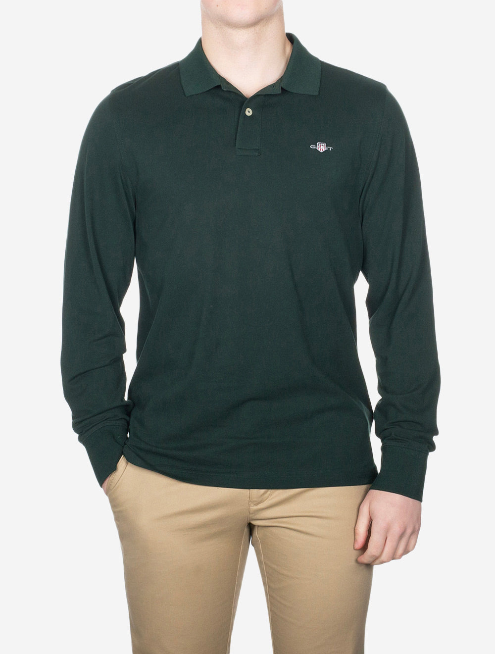 LONG SLEEVE POLO SHIRT-Tartan Green