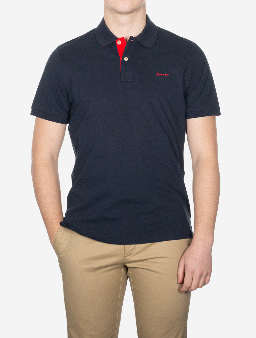 Regular Contrast Pique Short Sleeve Polo Shirt Evening Blue