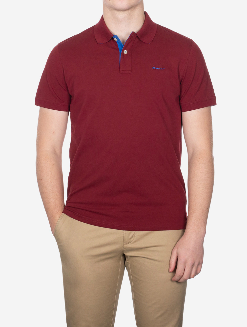 Polo Regular Fit En Piqué Contrasté Plumped Rouge