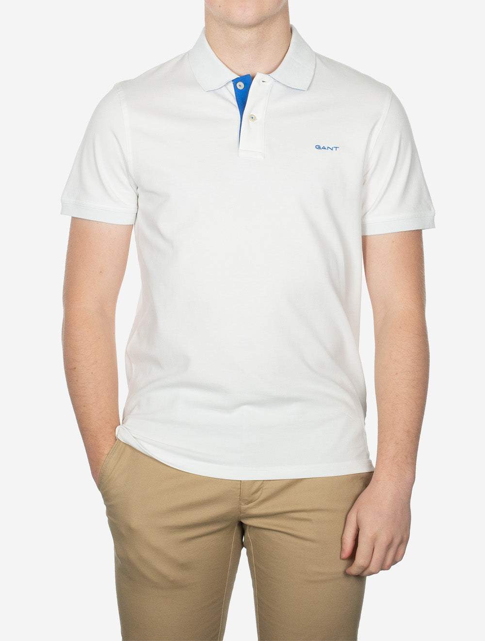 Regular Contrast Piqué Short Sleeve Polo Shirt Eggshell