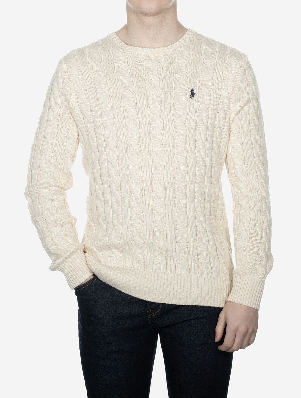 Cable-Knit Cotton Crewneck Jumper Cream