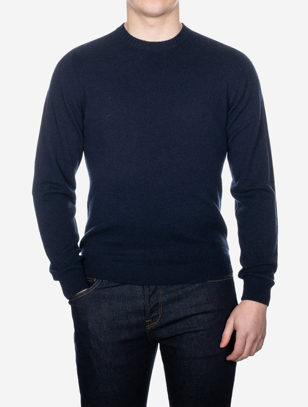Crew Neck Cashmere Slim Fit Jumper Navy