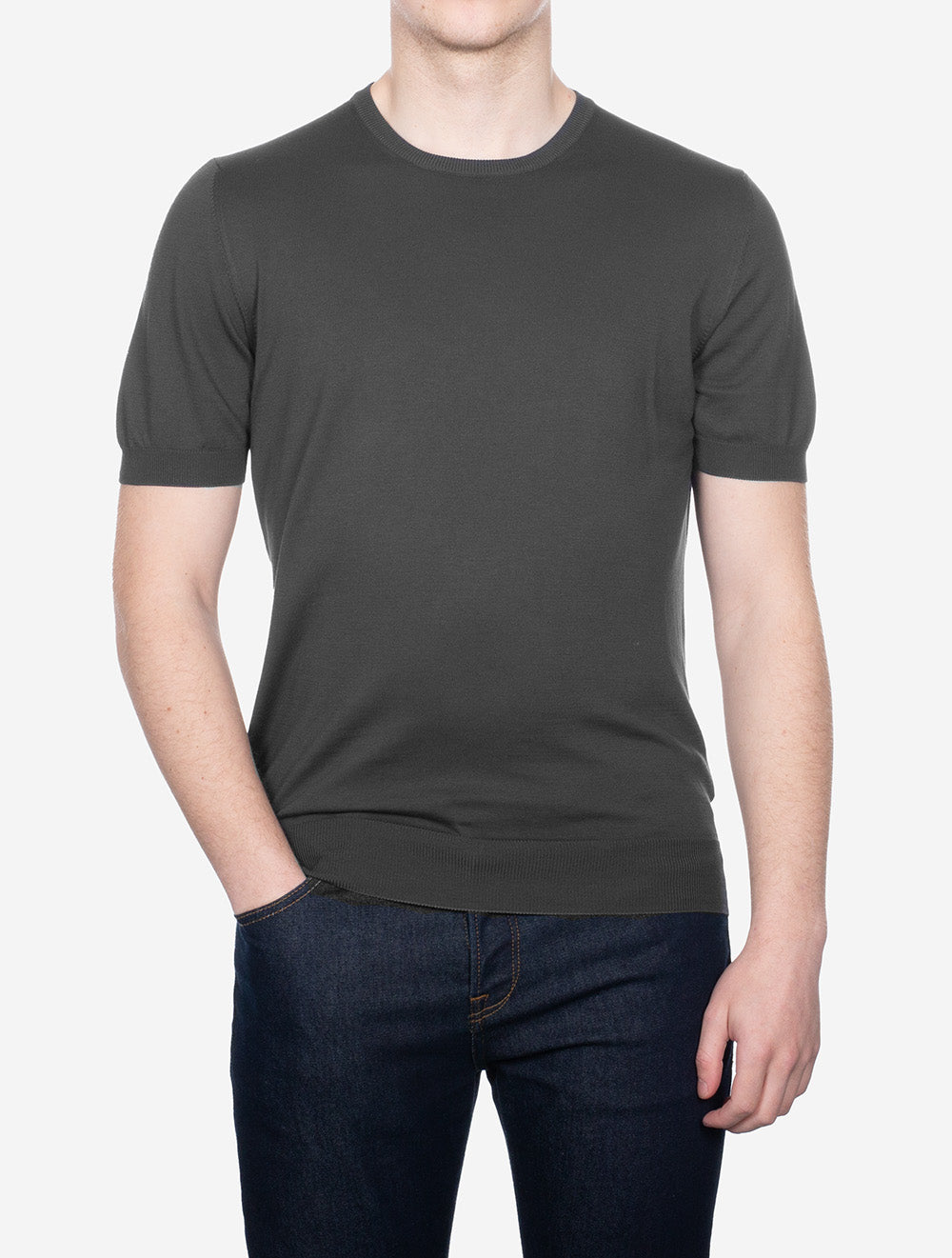 Short Sleeve Crew Knitwear Grey